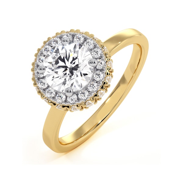 Eleanor GIA Diamond Halo Engagement Ring in 18K Gold 1.23ct G/SI1 - Image 1