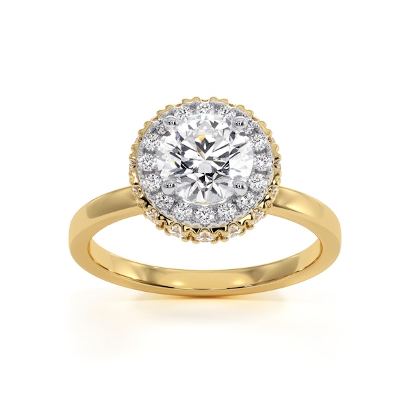Eleanor GIA Diamond Halo Engagement Ring in 18K Gold 1.23ct G/SI1 - Image 3