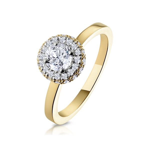 Eleanor Diamond Halo Engagement Ring in 18K Gold 0.65ct G/SI2 - Image 1
