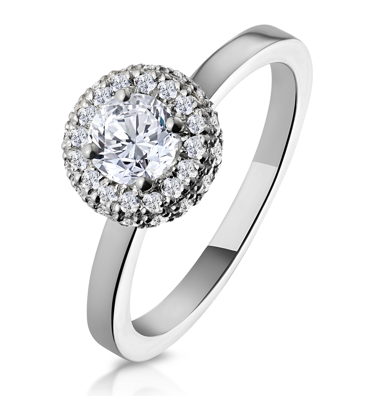 Eleanor Diamond Halo Engagement Ring 18K White Gold 0.65ct G/SI2