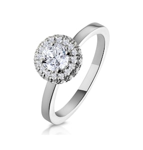 Eleanor Diamond Halo Engagement Ring 18K White Gold 0.65ct G/SI2