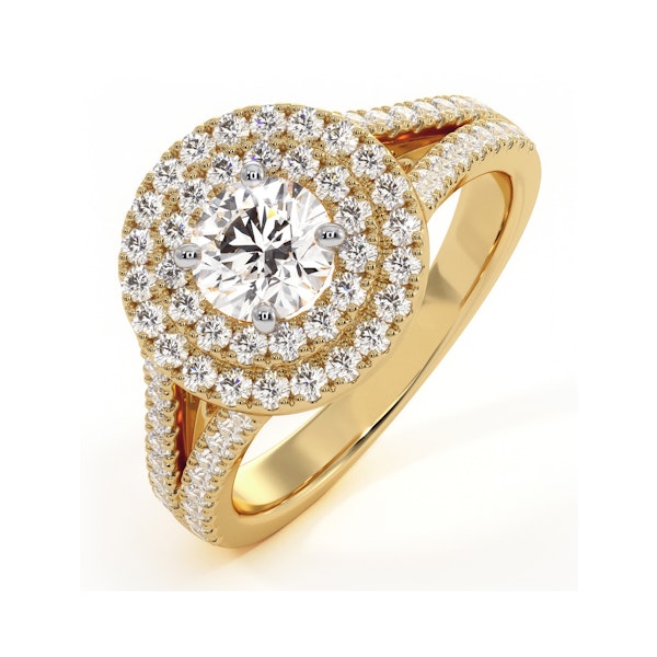 Camilla Diamond Halo Engagement Ring in 18K Gold 1.15ct G/VS2 - Image 1