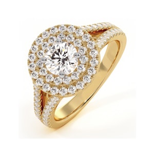 Camilla Diamond Halo Engagement Ring in 18K Gold 1.15ct G/SI2