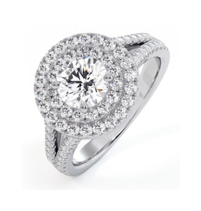 Camilla GIA Diamond Halo Engagement Ring 18K White Gold 1.65ct G/SI2