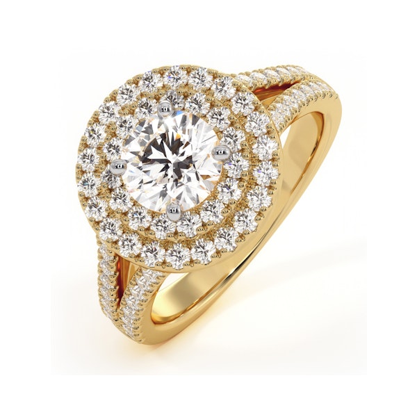 Camilla GIA Diamond Halo Engagement Ring in 18K Gold 1.65ct G/VS2 - Image 1