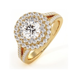 Camilla GIA Diamond Halo Engagement Ring in 18K Gold 1.65ct G/VS2