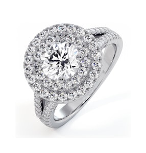Camilla GIA Diamond Halo Engagement Ring 18K White Gold 1.85ct G/VS1