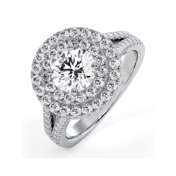 Camilla GIA Diamond Halo Engagement Ring 18K White Gold 1.85ct G/SI2 - Image 1