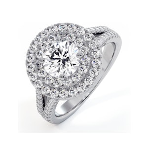Camilla GIA Diamond Halo Engagement Ring in Platinum 1.85ct G/VS1