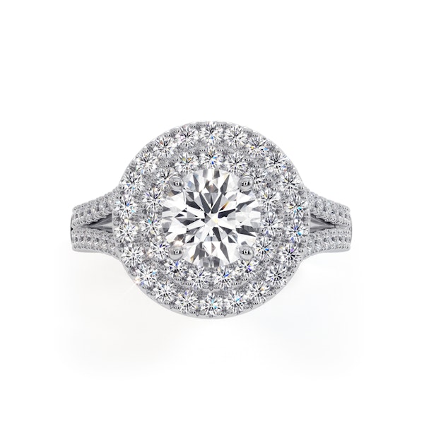 Camilla GIA Diamond Halo Engagement Ring 18K White Gold 1.85ct G/VS2 - Image 2