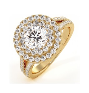Camilla GIA Diamond Halo Engagement Ring in 18K Gold 1.85ct G/VS2