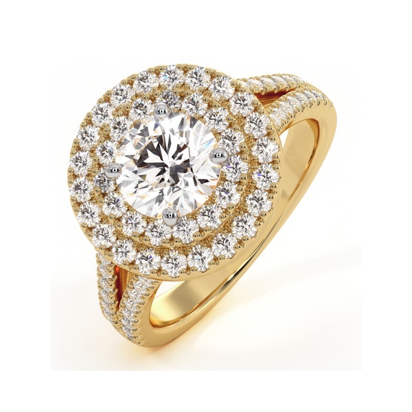 Camilla GIA Diamond Halo Engagement Ring in 18K Gold 1.85ct G/SI2 - Image 1