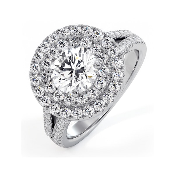 Camilla GIA Diamond Halo Engagement Ring in Platinum 2.15ct G/SI1 - Image 1