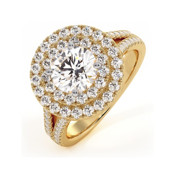 Camilla GIA Diamond Halo Engagement Ring in 18K Gold 2.15ct G/SI2 - Image 1