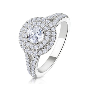Camilla Diamond Halo Engagement Ring 18K White Gold 1.15ct G/VS2