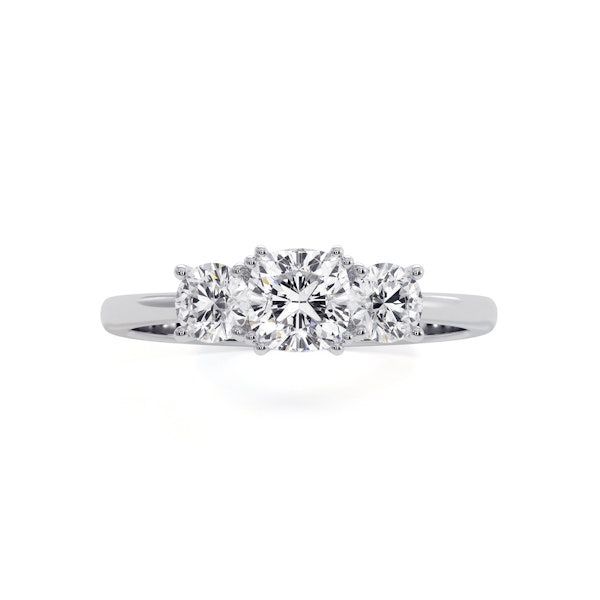 3 Stone Meghan Lab Diamond Engagement Ring 1CT F/VS1 in 18K White Gold - Image 2