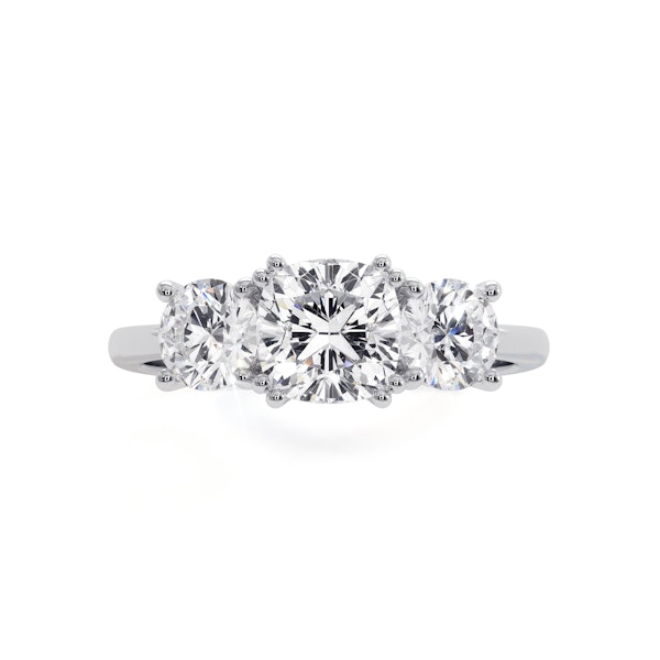 3 Stone Meghan Lab Diamond Engagement Ring 1.7CT F/VS1 in Platinum - Image 2