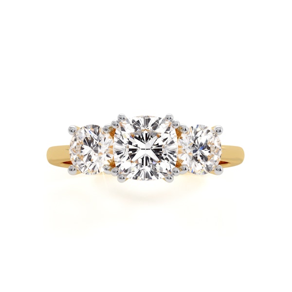 3 Stone Meghan Diamond Engagement Ring 1.7CT G/Vs2 in 18K Gold - Image 2