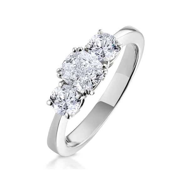 3 Stone Meghan Lab Diamond Engagement Ring 1.7CT F/VS1 in Platinum - Image 1