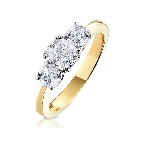 3 Stone Meghan Lab Diamond Engagement Ring 1.7CT F/VS1 in 18K Gold - Image 1