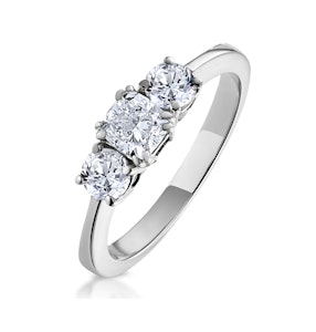 3 Stone Meghan Lab Diamond Engagement Ring 1CT F/VS1 in Platinum