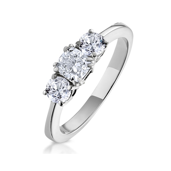 3 Stone Meghan Lab Diamond Engagement Ring 1CT F/VS1 in Platinum - Image 1