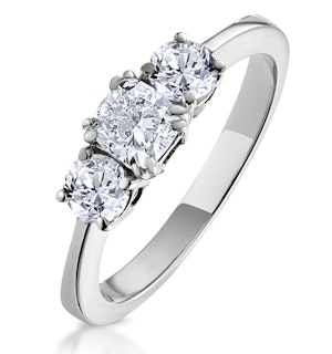 3 Stone Meghan Diamond Engagement Ring 1CT G/SI1 in 18K White Gold