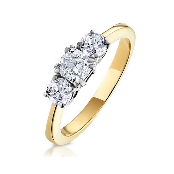 3 Stone Meghan Lab Diamond Engagement Ring 1CT G/SI1 in 18K Gold - Image 1