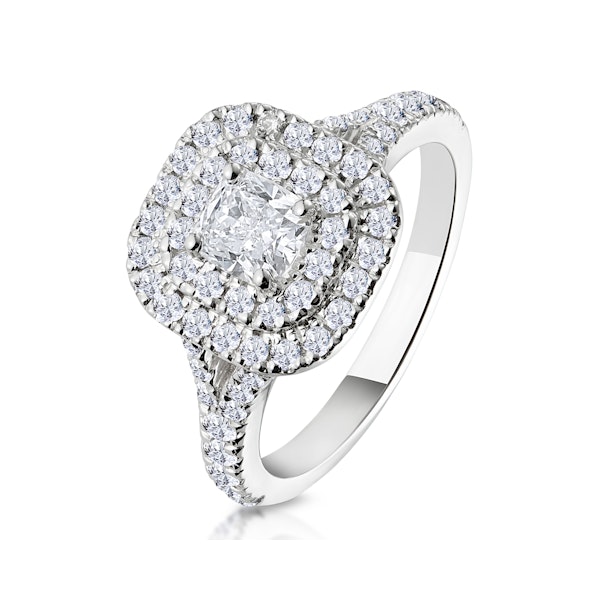 Anastasia Lab Diamond Halo Engagement Ring 18K White Gold 1.30ct G/VS1 - Size H - Image 1