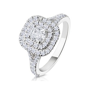Anastasia Lab Diamond Halo Engagement Ring 18K White Gold 1.30ct G/VS1 - Size H