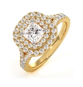 Cleopatra Lab Diamond Halo Engagement Ring in 18K Gold 1.20ct F/VS1