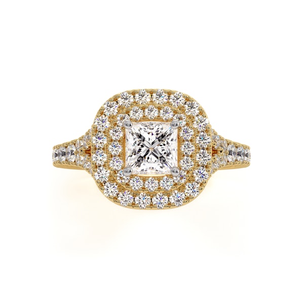 Cleopatra Diamond Halo Engagement Ring in 18K Gold 1.20ct G/VS1 - Image 2