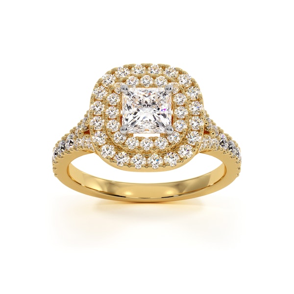 Cleopatra Diamond Halo Engagement Ring in 18K Gold 1.20ct G/SI2 - Image 3