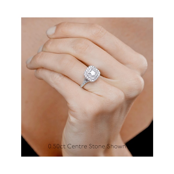 Cleopatra Diamond Halo Engagement Ring in Platinum 1.20ct G/SI1 - Image 4