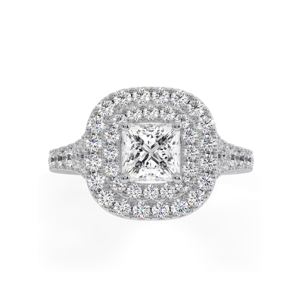 Cleopatra GIA Diamond Halo Engagement Ring 18K White Gold 1.45ct G/VS1 - Image 2