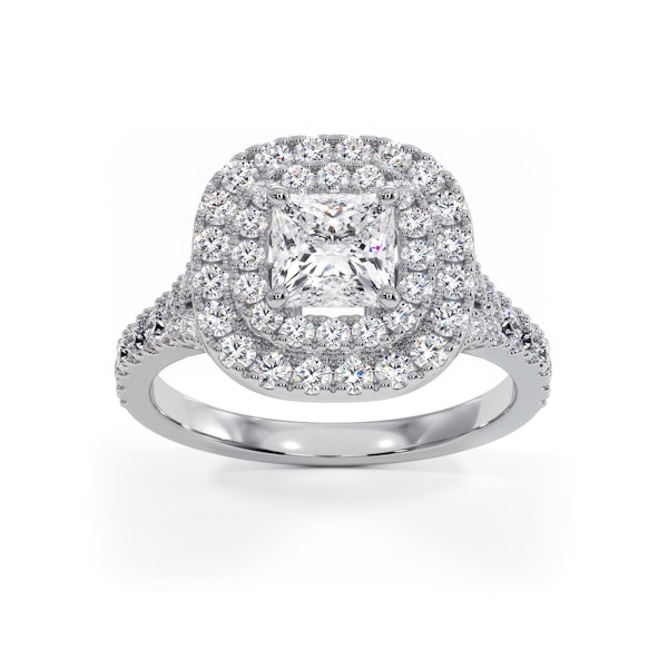 Cleopatra GIA Diamond Halo Engagement Ring 18K White Gold 1.45ct G/VS1 - Image 3