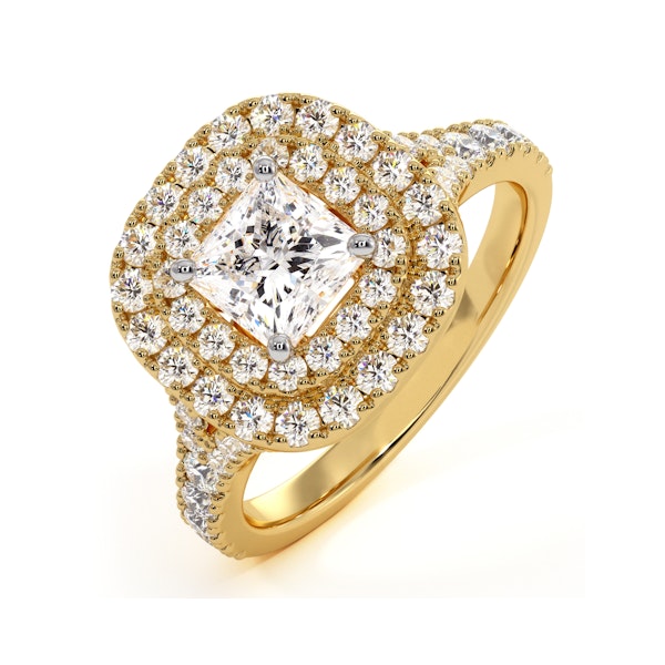 Cleopatra GIA Diamond Halo Engagement Ring in 18K Gold 1.45ct G/VS2 - Image 1