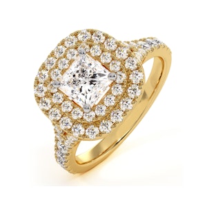 Cleopatra GIA Diamond Halo Engagement Ring in 18K Gold 1.45ct G/VS2