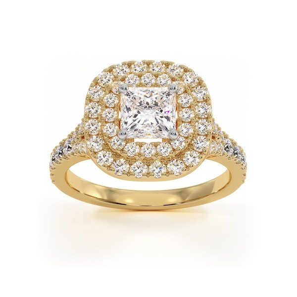 Cleopatra GIA Diamond Halo Engagement Ring in 18K Gold 1.45ct G/VS1 - Image 3