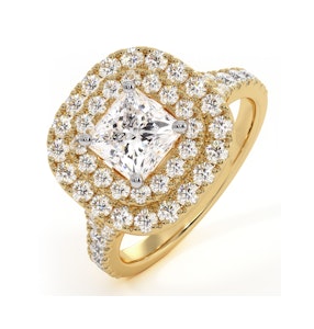 Cleopatra GIA Diamond Halo Engagement Ring in 18K Gold 1.70ct G/VS2