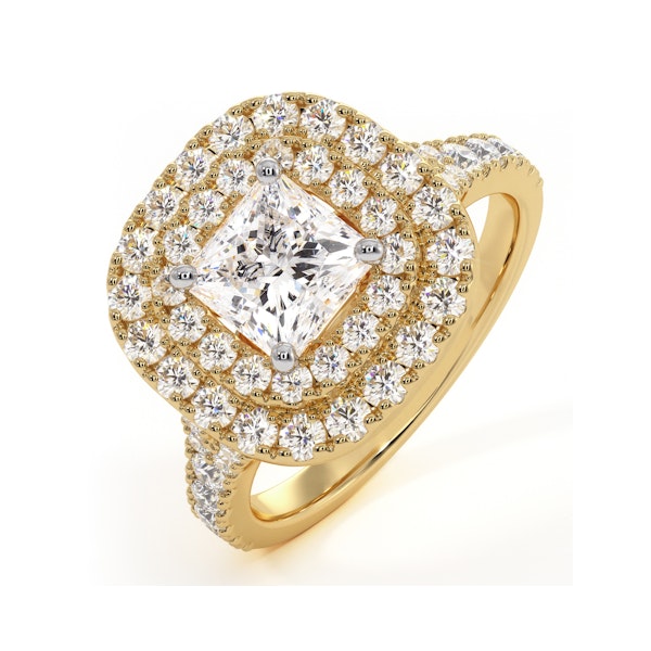 Cleopatra GIA Diamond Halo Engagement Ring in 18K Gold 1.70ct G/VS1 - Image 1