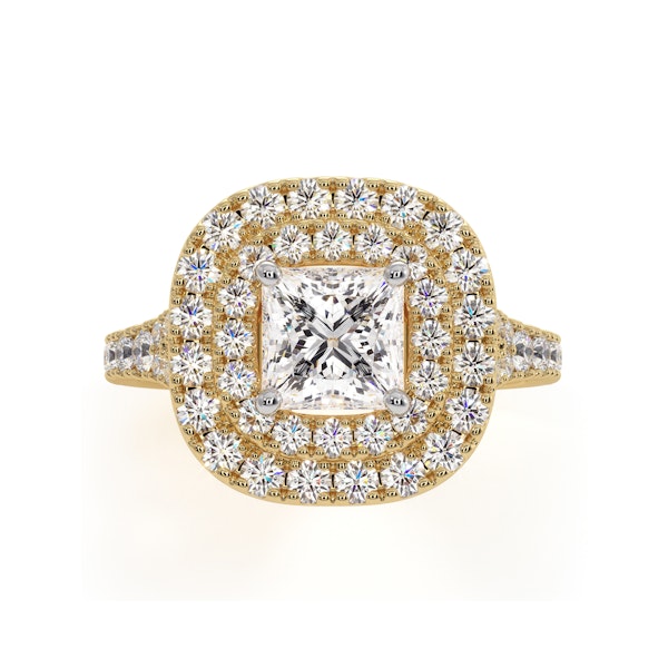 Cleopatra GIA Diamond Halo Engagement Ring in 18K Gold 1.70ct G/SI2 - Image 2