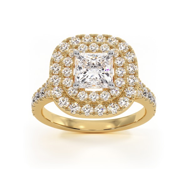 Cleopatra GIA Diamond Halo Engagement Ring in 18K Gold 1.70ct G/VS2 - Image 3