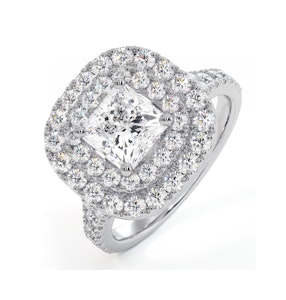 Cleopatra GIA Diamond Halo Engagement Ring 18K White Gold 1.85ct G/VS2