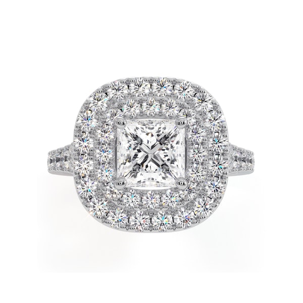 Cleopatra GIA Diamond Halo Engagement Ring 18K White Gold 1.85ct G/VS2 - Image 2