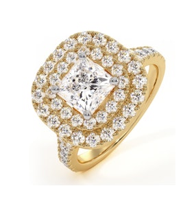 Cleopatra GIA Diamond Halo Engagement Ring in 18K Gold 1.85ct G/VS1