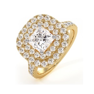Cleopatra Lab Diamond Halo Engagement Ring in 18K Gold 1.85ct F/VS1