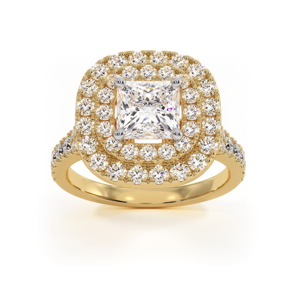 Cleopatra GIA Diamond Halo Engagement Ring in 18K Gold 1.85ct G/SI2 - Image 3