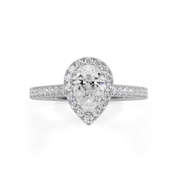 Diana Diamond Pear Halo Engagement Ring Platinum 1ct G/VS1 - Image 2