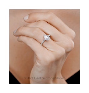 Diana Lab Diamond Pear Halo Engagement Ring 18KW Gold 1ct F/VS1